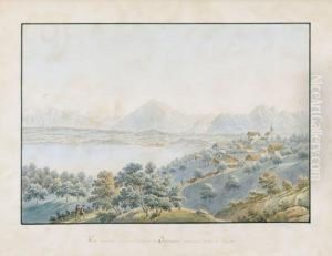 "vue Dessinee Depuis Le Village De Sigriswil Au Dessus by Jakob Samuel Weibel