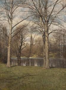 Parklandschaft Mit See Im Fruhling by Eduard Weichberger