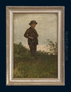 Bub Auf Sommerwiese by Eduard Weichberger