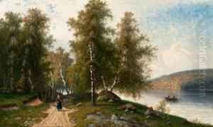 Birches By The Lake At Summertime