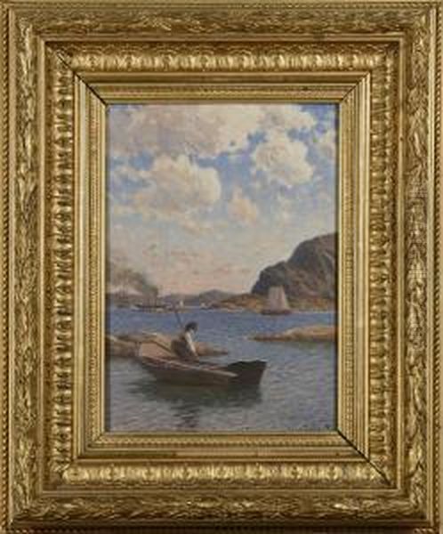 Fjordlandskap Med Batar - view 1