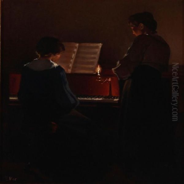Two Women By A Piano - view 1