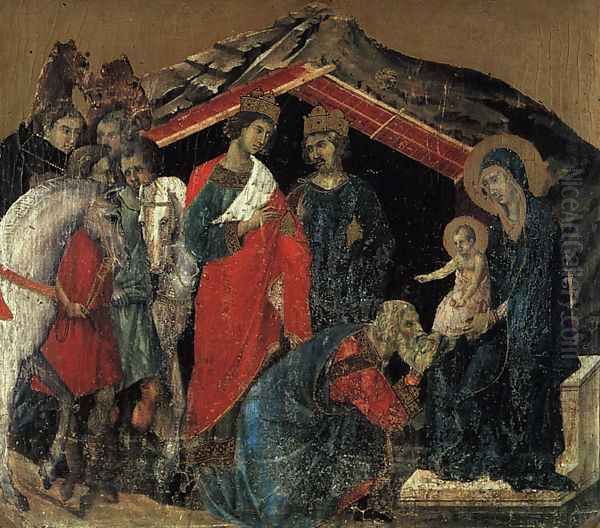 The Maesta Altarpiece (detail from the predella featuring "The Adoration of the Magi") 1308-11 - view 1