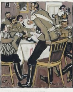 Russische Offiziere Beim Saufgelage Im I. Weltkrieg by Otto Weil