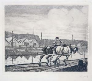 Treidelpferde An Der Saar by Otto Weil