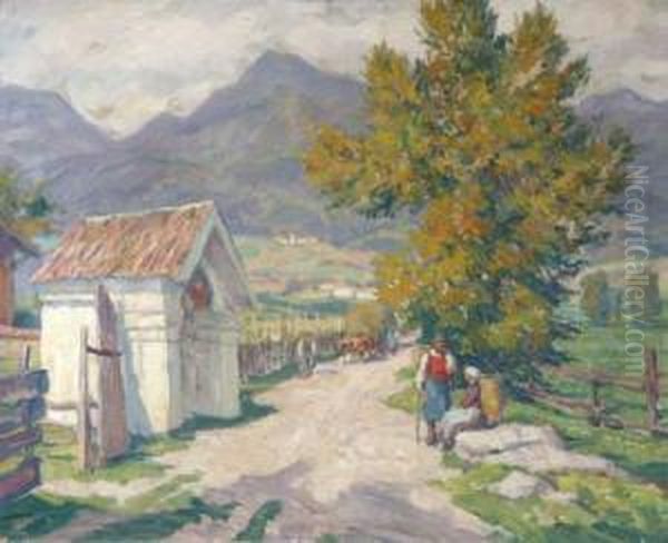Vogesen Sonnenbeschienene Landschaft Mit Bauersleuten - view 1