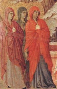 The Three Marys at the Tomb (detail) 1308-11