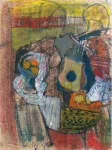 Composition Aux Fruits Et A La Guitare by Joachim Weingart