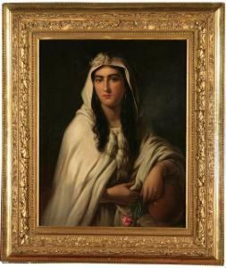 Ragazza Con Manto Bianco, Rosa E Anfora
