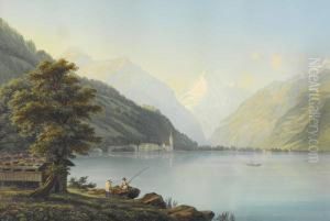 Blick Auf Den Urnersee Mit Fluelen Und Dem Bristenstock.