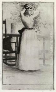 Portrait Of Miss Hoe by Julian Alden Weir