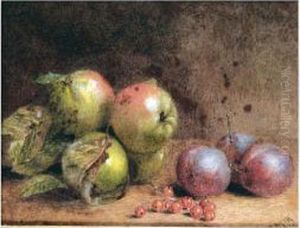 Still Life With Apples And Plums by J.W. Weir