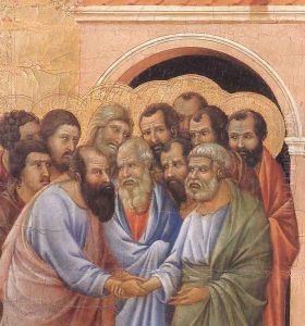 Parting from St John (detail) 1308-11 by Duccio Di Buoninsegna