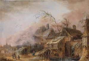 Houses At A River; A Small Town by Franz Edmund Weirotter