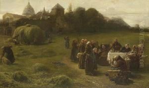 Heuernte Vor Dem Kloster. by Joseph Emanuel Weiser