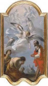 A Young Man Being Called By An Angel, The Holy Trinity Above by Anton Weiss