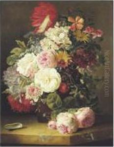 Bouquet De Fleurs Sur Un Entablement De Pierre