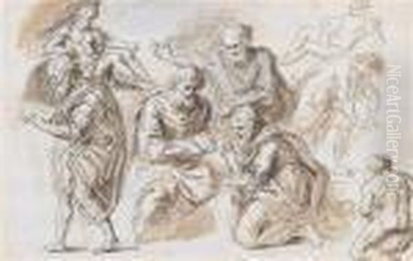 A Study Sheet With Several Figures On The Recto And On The Reverse - view 1