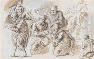 Studienblattmit Mehreren Figuren by Bartholomaus Ignaz Weiss