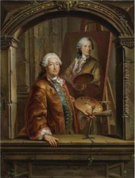 Portrait Of Georges Desmarees (1697-1776) At His Easel Paintinga Portrait Of Johann Christian Thomas Winck (1738-1797) - view 1
