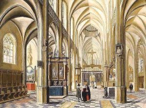 Interior of a Gothic Cathedral 1614 by Bartholomeus Van Bassen