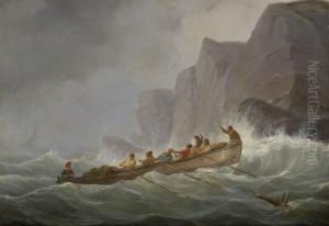 Ruderboot An Sturmischer Felsenkuste by Johann Baptist Weiss