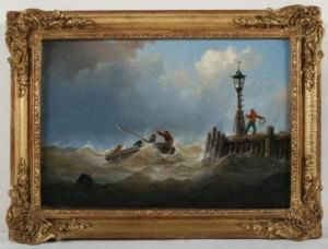 Fischerboot Auf Bewegter See by Johann Baptist Weiss