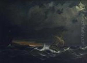 Segelschiff In Sturmischer See. by Johann Baptist Weiss