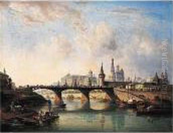 A View Of The Moskvoretsky Bridge And The Moscow Kremlin - view 1