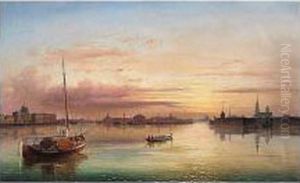 Panoramic View Of The River Neva From The Troitsky Bridge With Views Of The Peter Paul Fortress, The Stock Exchange And Rostral Columns, And The Winter Palace