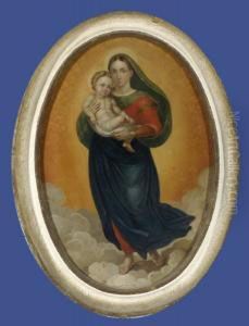 Madonna Mit Jesuskind Auf Wolken Stehend, Umgeben Von Engelskopfen by Ludwig Caspar Weiss