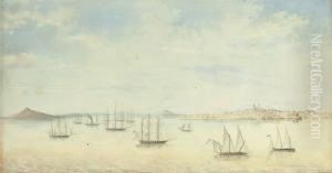 Vue De La Rade Et De La Ville De Montevideo Sur La Rio De Laplata. 1825 A 1828 by Edouard Georges L. Weissandt