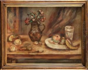 Martwa Natura Z Kwiatami I Owocami by Leon Weissberg