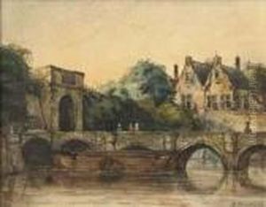 A Walk On A Bridge In Ghent by Jan Weissenbruch