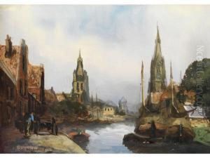 Kanal In Delft by Jan Hendrik Weissenbruch