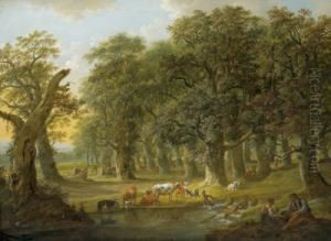 Paesaggio Con Specchio D""""acqua Nel Bosco E Alcune Figure Accessorie by Johann Friedrich Weitsch
