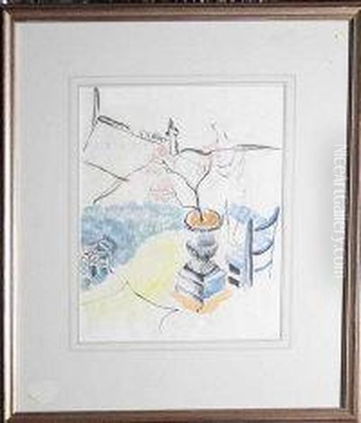 Sketch - A Figure By A Garden Urn - view 1