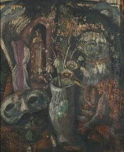 Still Life With Flowers And Cats. by Denton Welch