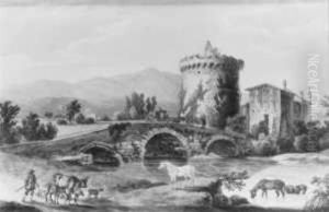 Landschaft In Der Umgebung Von Rom Mit Der Ponte Lucano by Ernst Welker