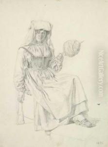 Italienische Bauerinnen. by Theodor Leopold Weller