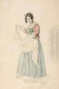 Junge Frau Aus Sorrent, Ihre Schurze Raffend. by Theodor Leopold Weller
