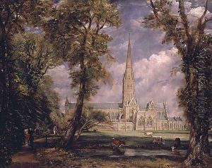 Salisbury Cathedral from the Bishop s Grounds 1825