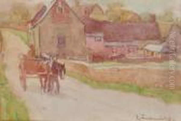 Horse Drawn Cart On A Country Road - view 1