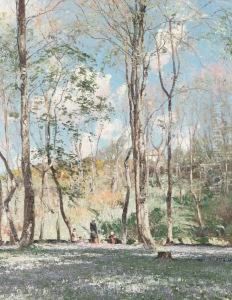 Children In A Wooded Glade by William Page Atkinson Wells