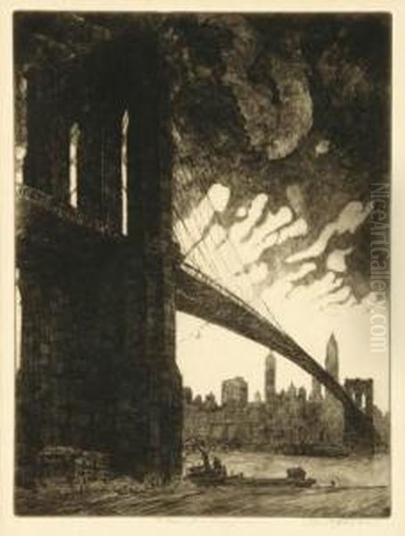 Brooklyn Bridge, Twilight - view 1