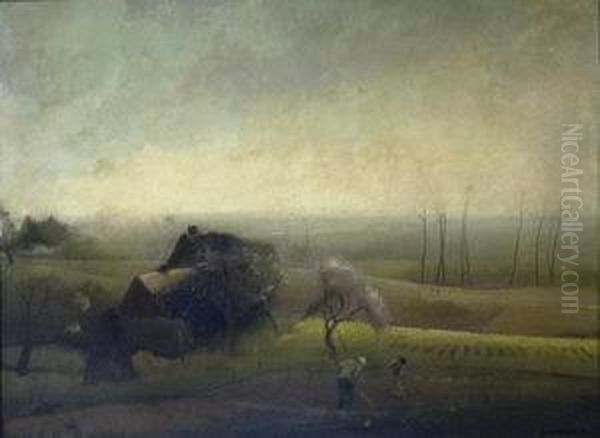 Spring Landscape With Figures In A Field - view 1