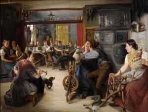 Wirtsstube Mit Bunter Gesellschaft. by Carl Welz
