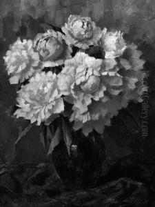 W.h. "pfingstrosen In Einer Vase". Sign. Ol Auf Lwd. 56 X 42 Cm. Rahmen by Wenzel Hermann Wendlberger