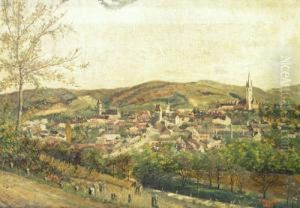 Panorama", Signed At Bottom Right In Red, Oil On Canvas, Dated 1930, 46x66cm