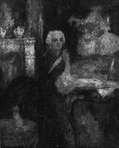"rokokodame Im Salon". Sign. Ol Auf Karton. Rest. 42,5 X 35 Cm. Rahmen by Carl Wendling
